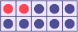 Square 3: 2 red circles and 8 blue circles. 2, plus, 8, equals, ten. Ten, minus, 8, equals, 2.