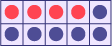 Square 5: 4 red circles and 6 blue circles. 4, plus, 8, equals ten. Ten, minus, 6, equal 4.