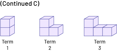 Sequence ‘’C’’Rank one: 2 cubes.Rank 2: 3 cubes.Rank 3: 4 cubes.
