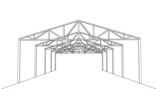 Structure tubulaire d’un garage « Tempo ».