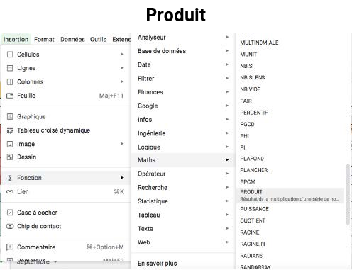 
      Feuille de calcul Google indiquant où accéder la fonction du 