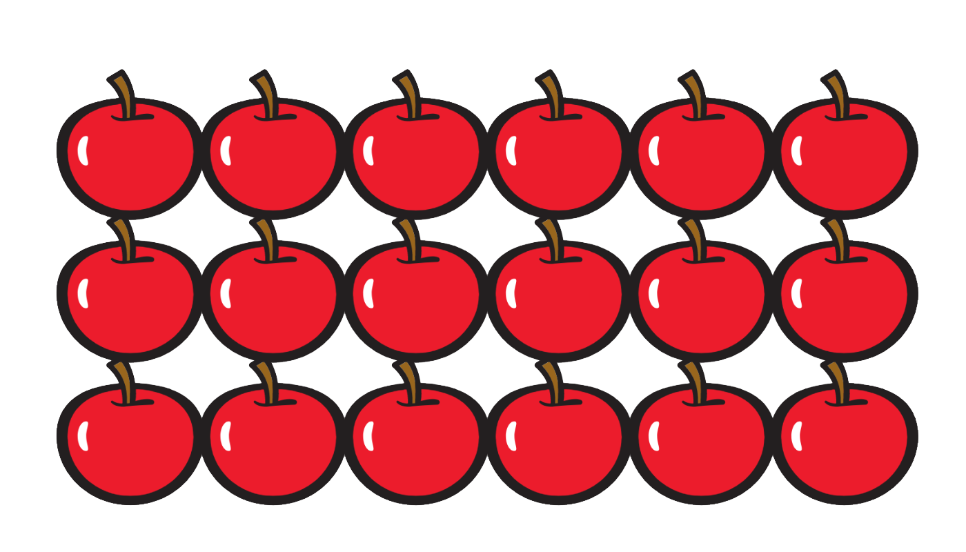Apple sprite. The apples are placed in 3 rows of 6 apples.