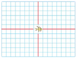 A fish-shaped 'sprite' is placed at coordinates (opening parenthesis) zero, zero 9 closing parenthesis) on a Cartesian plane in which the scales are 30 pixels apart. The 'sprite' is in the center of the grid.