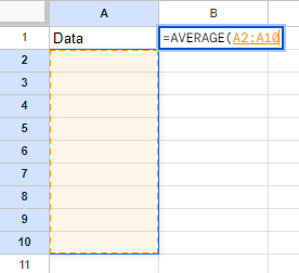 Electronic spreadsheet showing how to calculate the average.