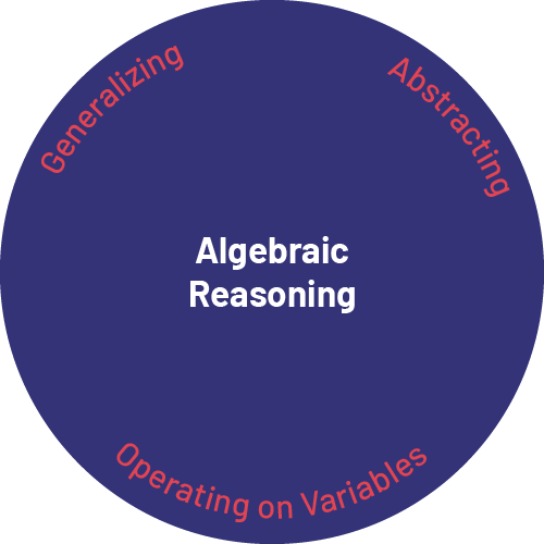 Algebraic reasoning: generalization, abstraction and operation on variables