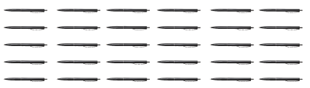 Six columns of 5 pens are lined up side by side.