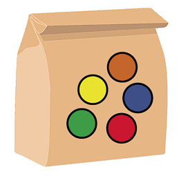 In a paper bag, there are five marbles: an orange, a yellow, a blue, a green and a red.