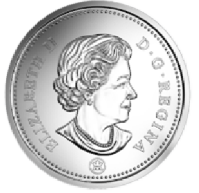 Pièce de 50 cents: Couleur: argent. Côté face : portrait de la reine Élisabeth 2. Forme circulaire.  Le texte est accompagné de la photo côté pile et côté face de la pièce de 50 cents.