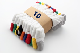 Option one, a pack of ten pairs of sports socks for 12 dollars and 97 cents.