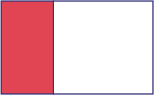 Un rectangle dont une partie représentant le un tier est rouge.