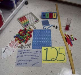Du matériel de manipulation pour les élèves. Des jetons, des cubes emboîtables, des réglettes, des cartes, un compteur de points, etc. 