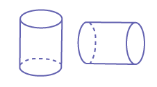 2 cylindres. Le premier cylindre est: « sur la base circulaire. » Le deuxième est : « placé sur son côté ».