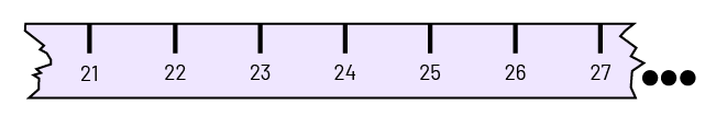 Une règle à mesurer qui est brisée à partir de 21 et après 27.
