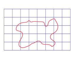 Sur un espace quadrille, il y a une figure planes ayant des lignes courbes.