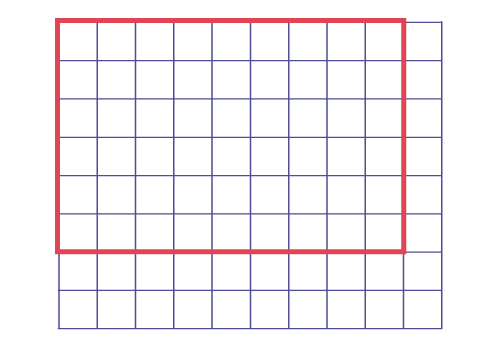 Un tracé rouge en forme de rectangle est sur un espace quadrillé.