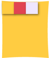 Un grand carré jaune. Dans le carré, il y a trois petits carrés qui forment une ligne horizontale.