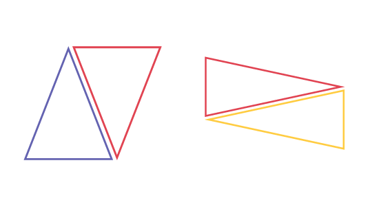 Il y a deux illustrations. La première est de deux triangles posés verticalement qui forment un parallélogramme. La deuxième est de deux triangles pose horizontalement qui forme un parallélogramme.