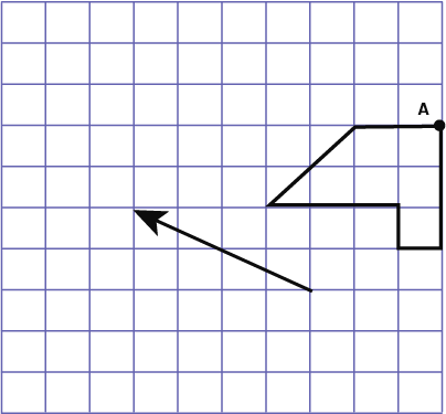 Une grille de dix colonnes et dix rangées. Du côté droit de la grille, il y a une figure. Seul le point « a » est identifié. Il y a une flèche oblique à la diagonale de la figure, pointant vers la gauche.