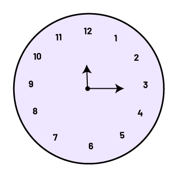 Une horloge, dont les aiguilles pointent vers le 12 et le trois.
