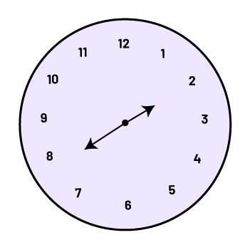 Une horloge, dont les aiguilles pointent vers le deux et le huit.