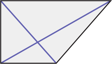 Trapèze dont tous les côtés sont de longueur différente, ayant deux lignes diagonales qui de croisent.