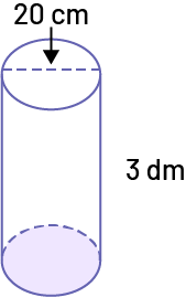 Un cylindre dont le diamètre de la base est de 20 centimètres et la hauteur est de 3 décimètres.