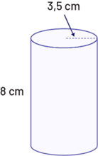 Un cylindre dont le rayon mesure 3 virgule 5 centimètres. La hauteur du cylindre est de 8 centimètres.