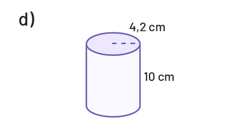 Cylindre dont la hauteur est dix centimètres. Le rayon de la base circulaire est de 4 virgule 2 centimètres.