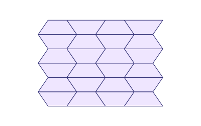 Dallage fait de polygones non-réguliers, ici des trapèzes. Ils sont placés l’un à l’endroit et l’autre à l’envers, sur plusieurs rangées.