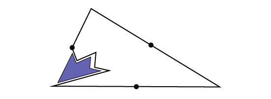 Une figure quelconque est tracée en parant d’un sommet d’un triangle.Cette figure est ensuite découpée.