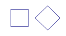 2 square figures.  the first square is: « laying on the base. » The second square is: « standing on a corner »