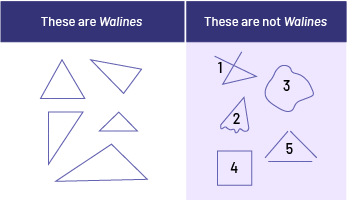 2 column table. The first column: « are Walines. » The second column: « are not walines. »