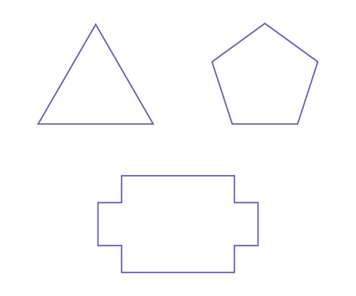 A triangle, a pentagon and a polygon.