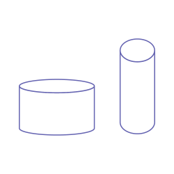 Two cylinders with different sizes and widths.