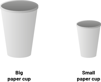 One large paper cup and one small paper cup.