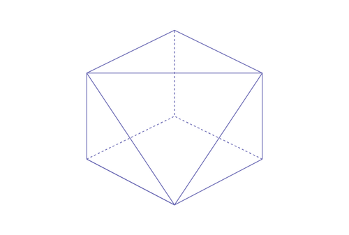 A cube with one corner removed. It forms a triangular surface.