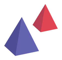 Two "triangular pyramids with square bases."