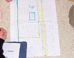 Grid sheet where students drew shapes.