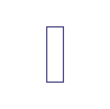 A thin rectangle with two sets of parallel sides, one shorter and one longer. The rectangle is vertical