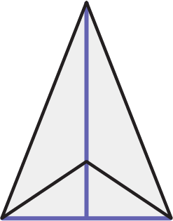 A deltoid with two sets of equal lines, each forming an angle.