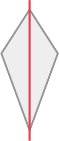 A quadrilateral with a vertical line in red passing through the center.