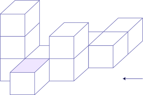 View of a solid made up of ten blocks.