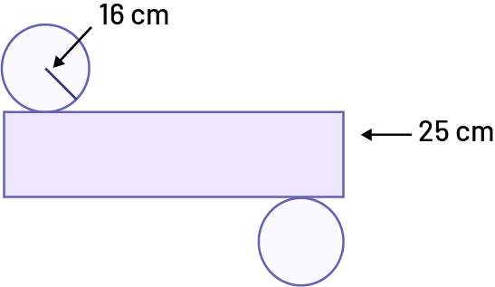 Development of a cylinder. The radius of the base is 16 centimeters. The width of the side is 25 centimeters.