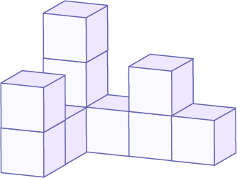 Solid formed from ten square blocks.