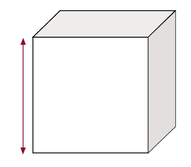 An arrow represents the height of a cube.